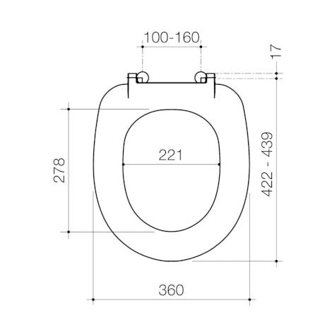 Caroma Profile Soft Close Seat Chrome Hinge with GermGard® Specifications