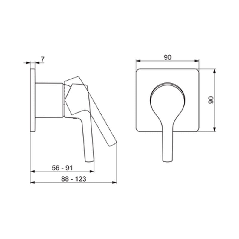 Hansa Paleno Quad Shower Mixer Trim specifications