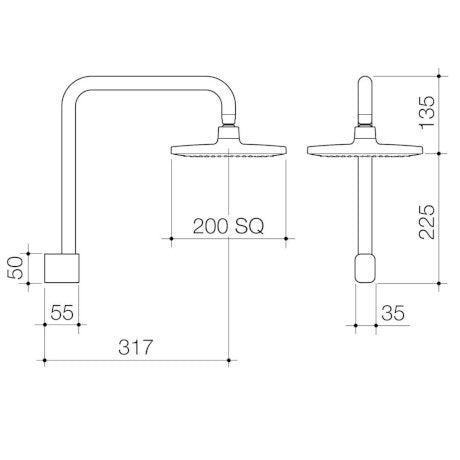Caroma Luna Fixed Overhead Shower Brushed Nickel Specifications