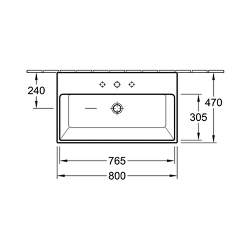 Villeroy & Boch Memento Single Wash Basin 1 Tap Hole 800x470mm specifications