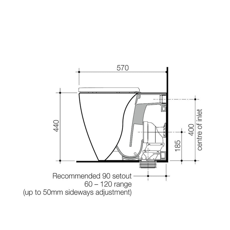 Caroma Urbane II Cleanflush® Wall Faced Back Inlet Pan Only - with GERMGARD®