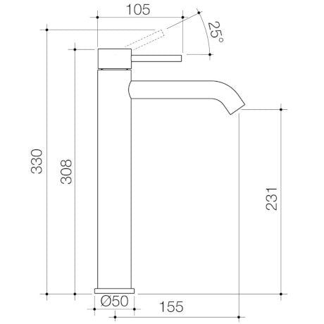 Caroma Liano II Tower Mixer - Brushed Brass specifications