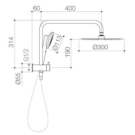Caroma Urbane II Compact Twin Shower - Chrome specifications