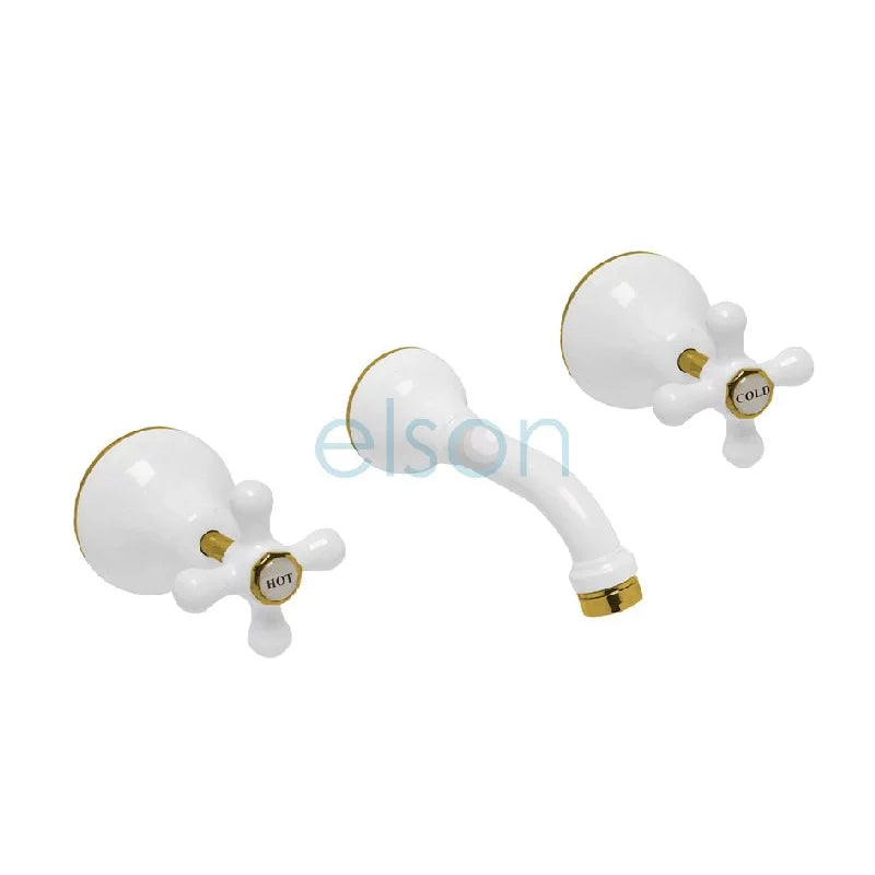Elson Esperance Bath Set - White and Gold Trim