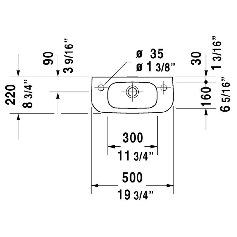 D-Code Handrinse Basin 500 x 220mm (1TH)
