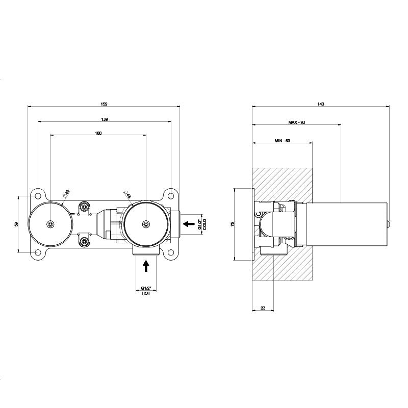Gessi 316 Trame Wall Mixer With Spout Without Plate 256mm