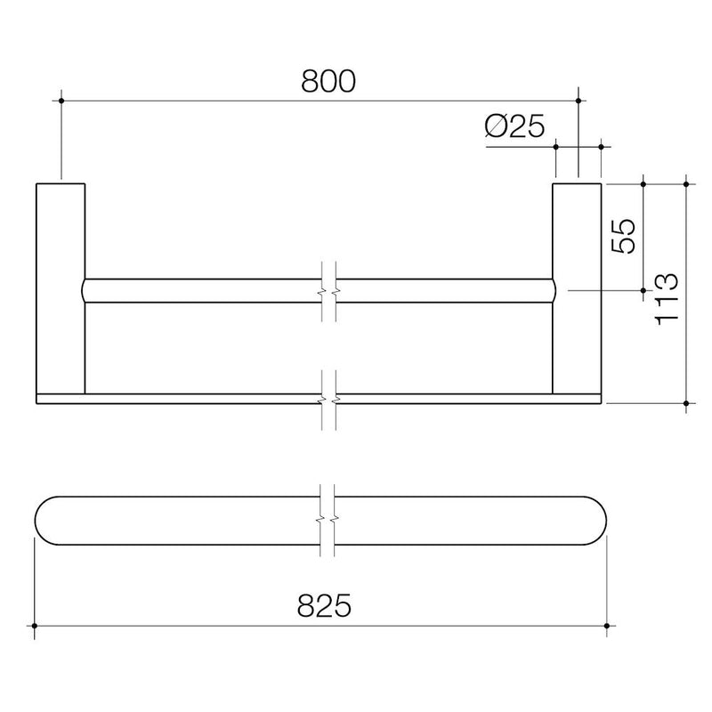 Caroma Urbane II 825mm Double Towel Rail | Specifications