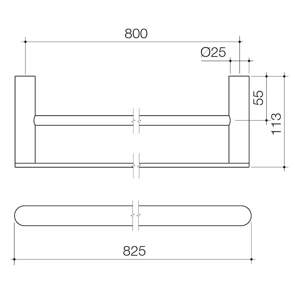 Caroma Urbane II 825mm Double Towel Rail | Specifications