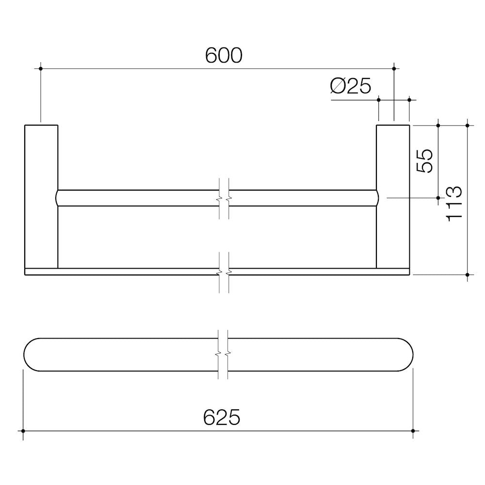 Caroma Urbane II 625mm Double Towel Rail | Specifications