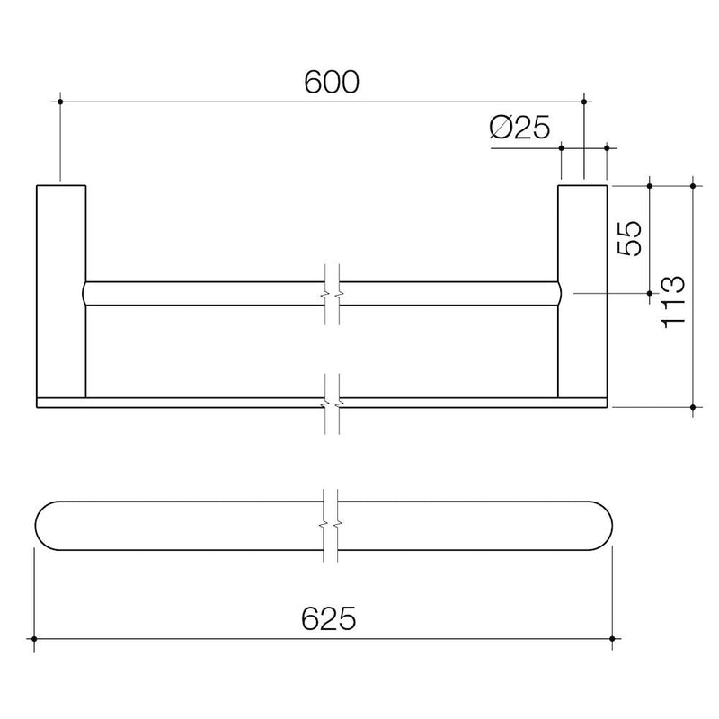 Caroma Urbane II 625mm Double Towel Rail | Specifications