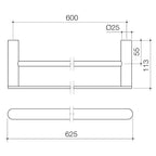 Caroma Urbane II 625mm Double Towel Rail | Specifications