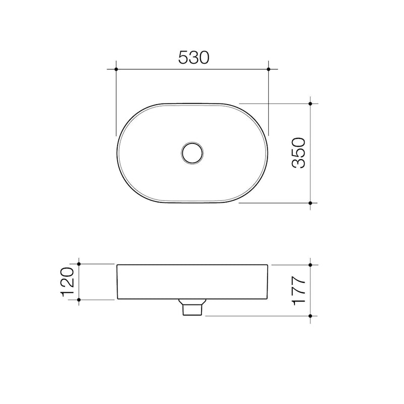 Caroma Liano II 530mm Pill Above Counter Basin - Matte White