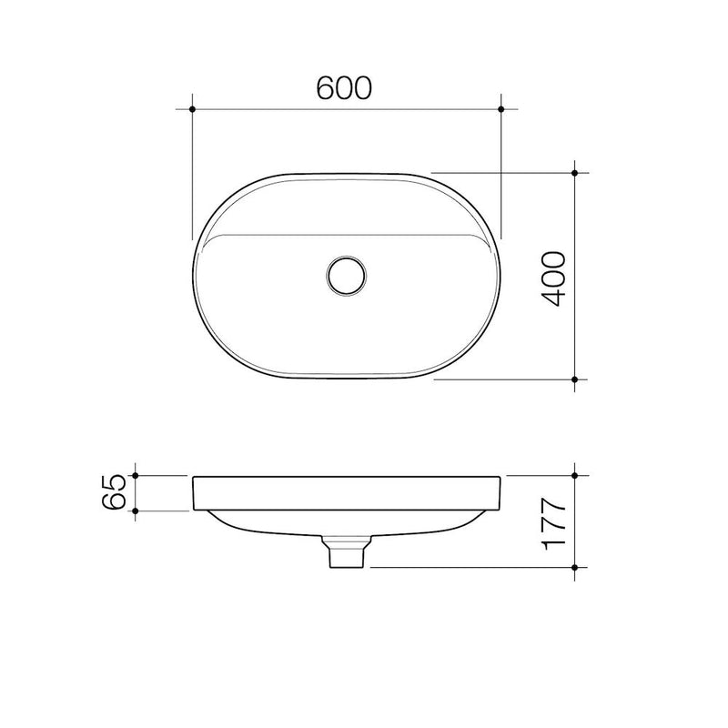 Caroma Liano II 600mm Pill Inset Basin w/Tap Landing Gloss White