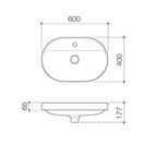 Caroma Liano II 600mm Pill Inset Basin w/Tap Landing - 1 Tap Hole - Matte Grey - 853110MGR
