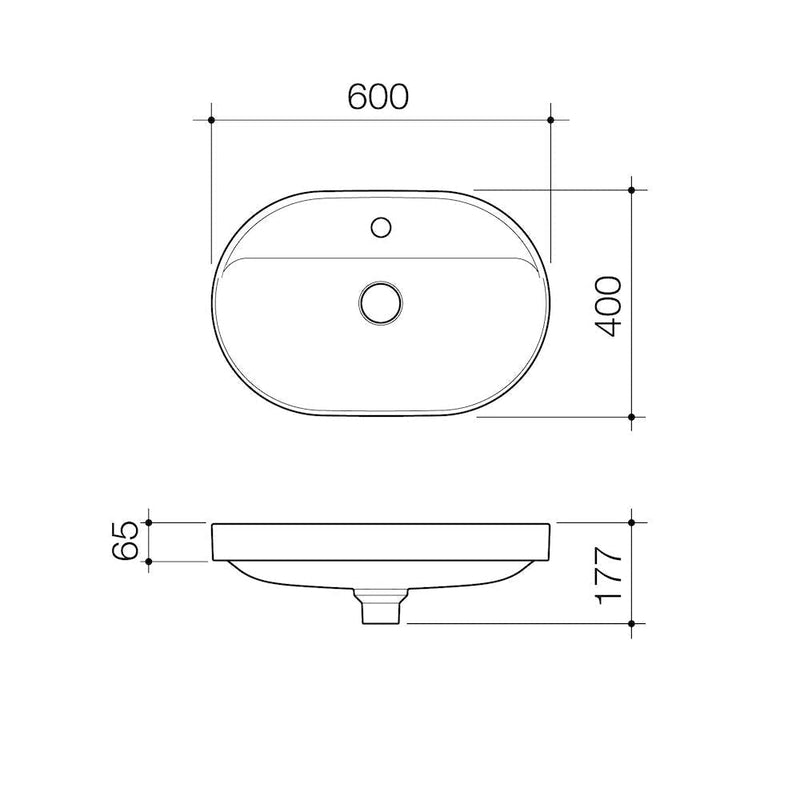 Caroma Liano II 600mm Pill Inset Basin w/Tap Landing - 1 Tap Hole - Matte Pink