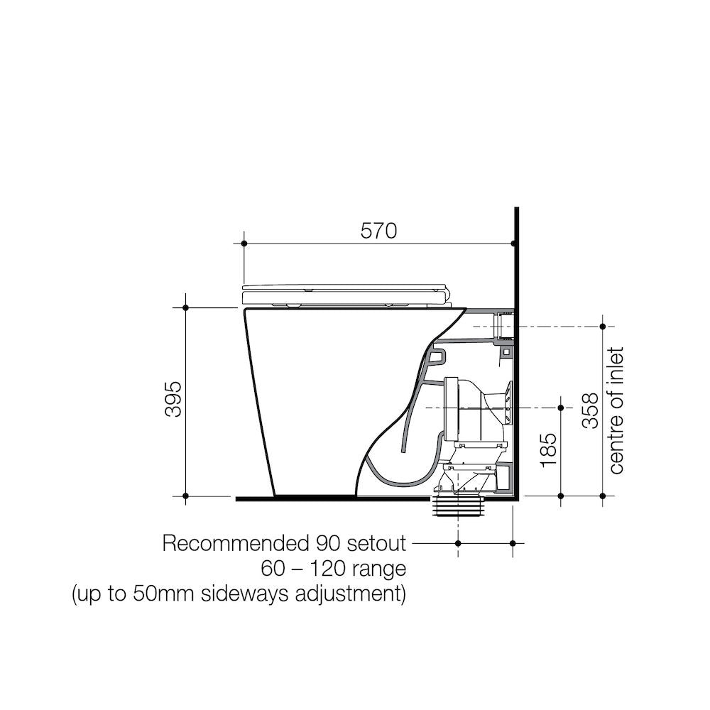 Caroma Liano Cleanflush® Wall Faced Bottom Inlet Pan Only (with GermGard®) - 829505W