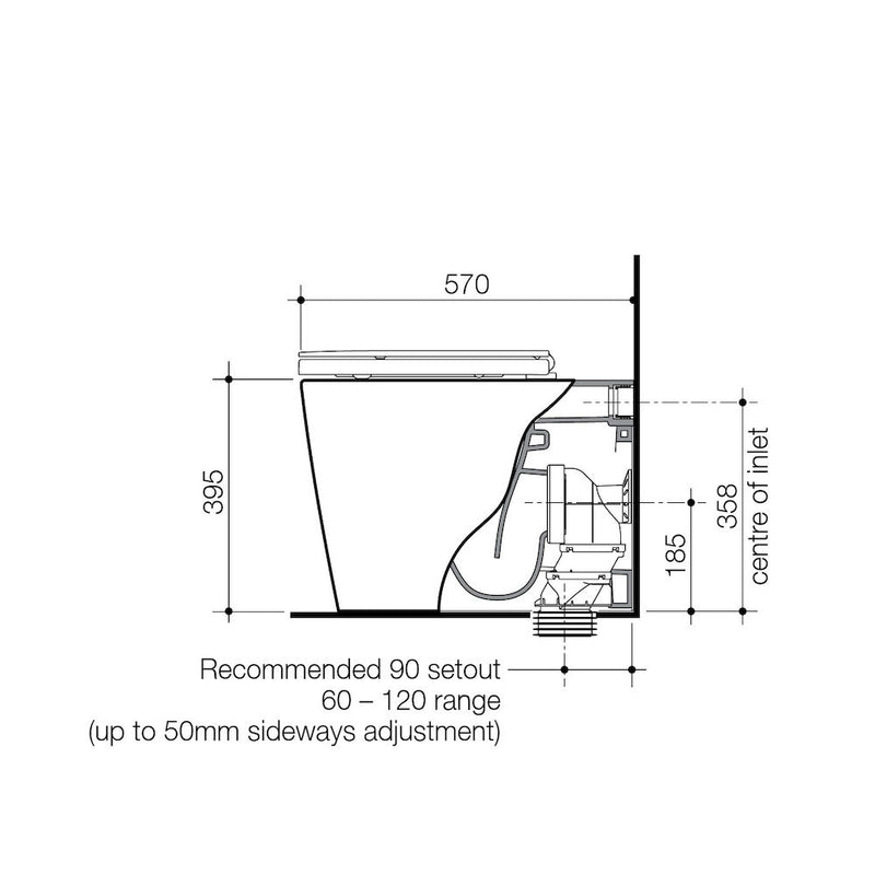 Caroma Liano Cleanflush® Wall Faced Bottom Inlet Pan Only (with GermGard®)