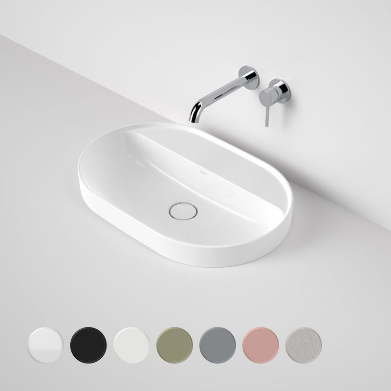 Caroma Liano II 600mm Pill Inset Basin w/Tap Landing Gloss White