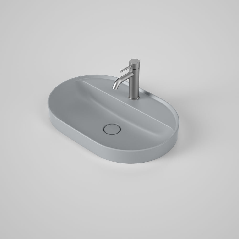 Caroma Liano II 600mm Pill Inset Basin w/Tap Landing - 1 Tap Hole - Matte Grey - 853110MGR