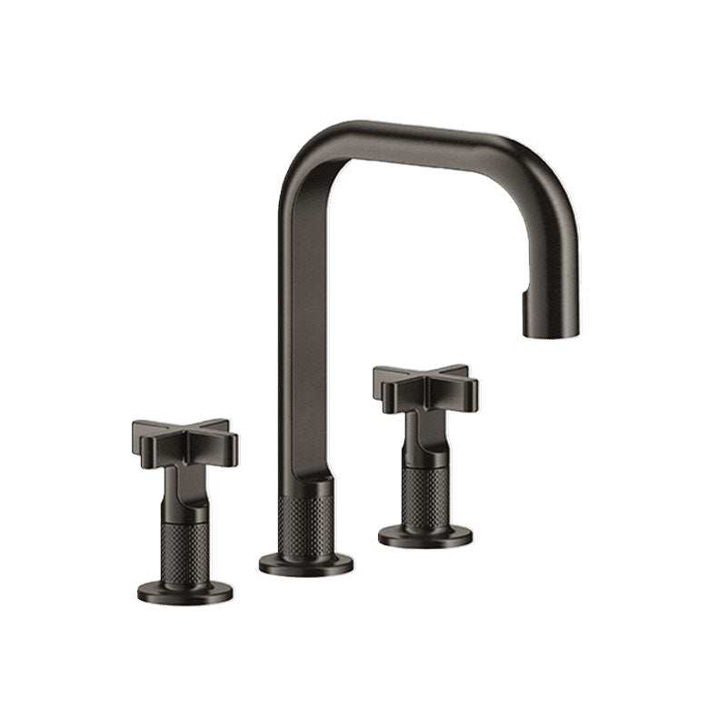 Gessi Inciso Cross Handle Three-Hole Basin Mixer Without Waste - Aged Bronze