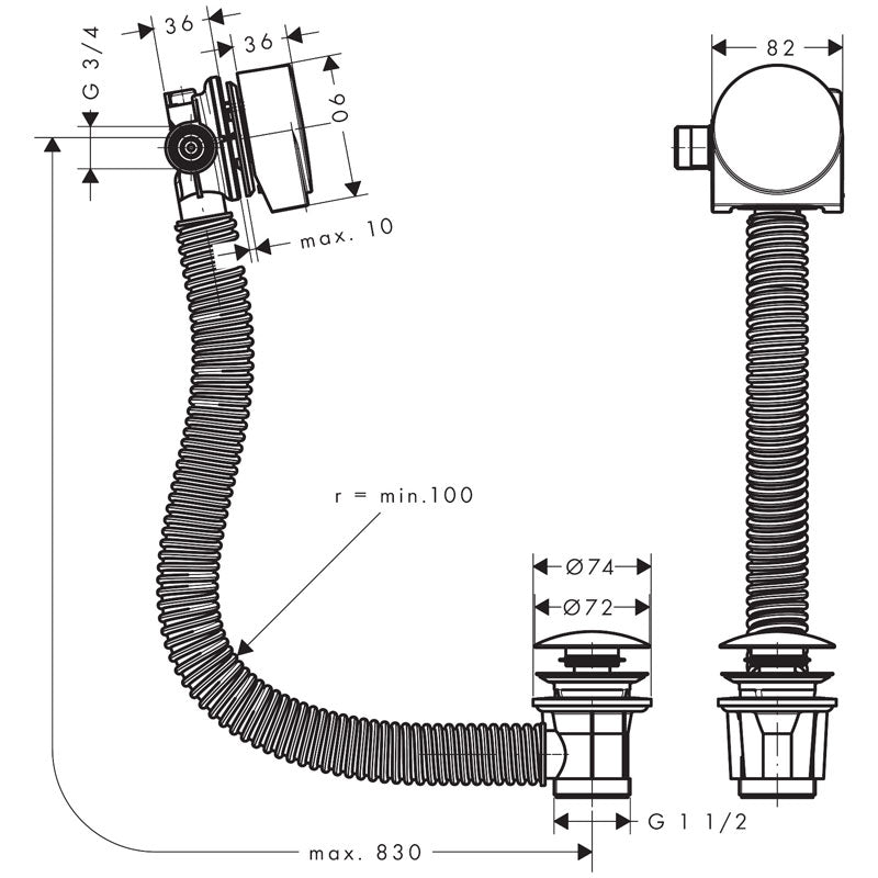 Hansgrohe Focus Bathtub Filler & Push-Open Waste Set