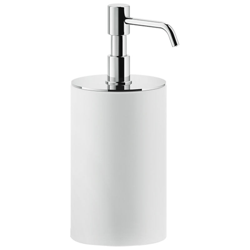 Rilievo Standing Soap Dispenser Holder (White) - Chrome