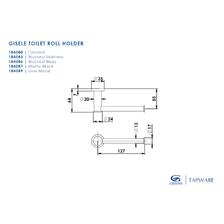 Greens Reason Toilet Roll Holder - Chrome - 184080