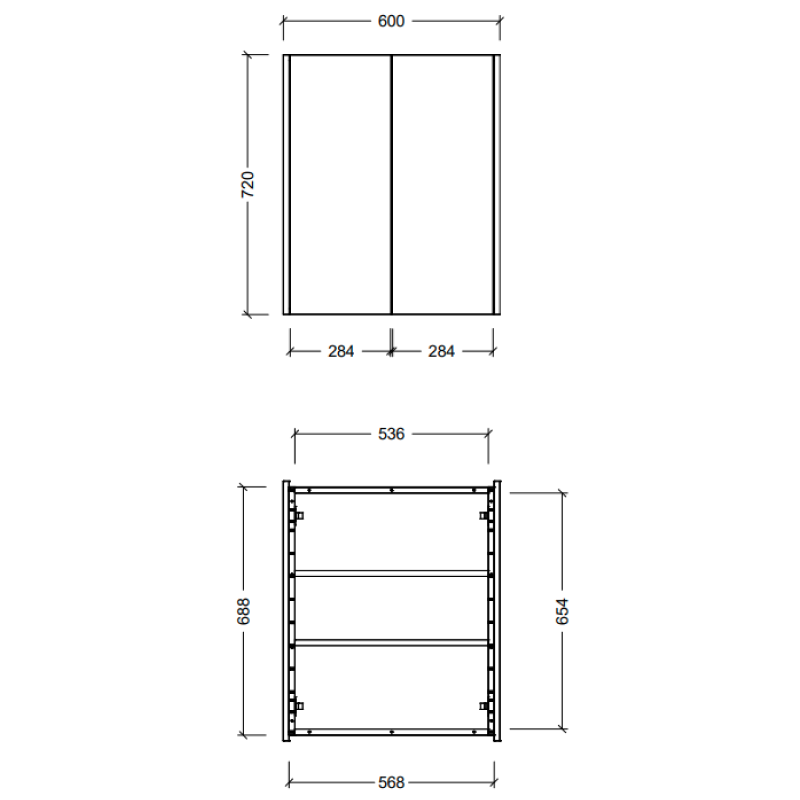 Timberline Denver Shaving Cabinet 600mm - DENSC600DG