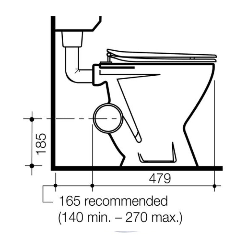Caroma Concorde Right Hand Skew Trap Pan - Specification