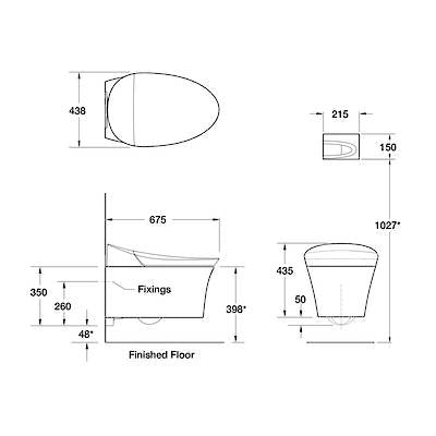 Kohler Veil Wall Hung Smart Toilet & Cistern Back Entry Universal Trap