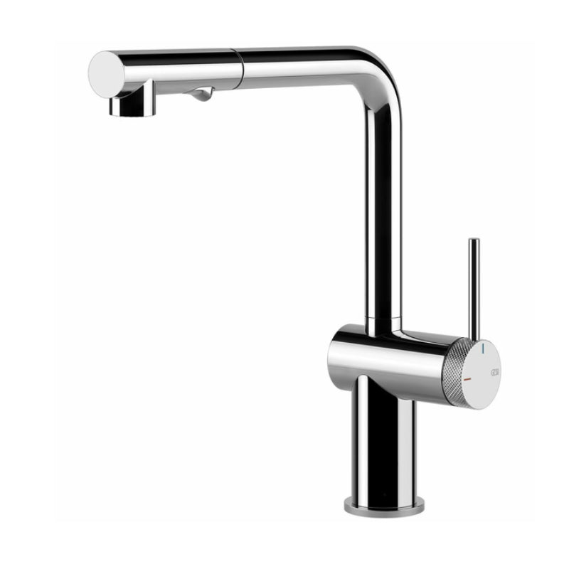 Gessi Inedito Square Neck - Pull Out Dual Function Kitchen Mixer - Chrome