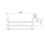 Dorf Epic 600mm Double Towel Rail- Chrome