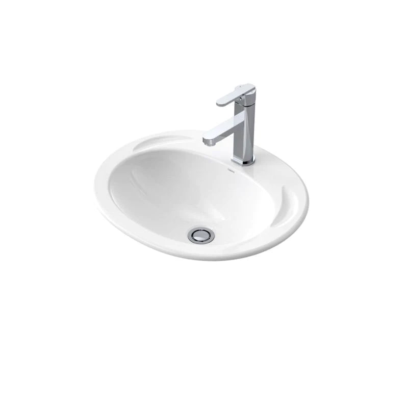 Caroma Concorde Inset Basin - 3 Tap Holes - Gloss White - 654130W