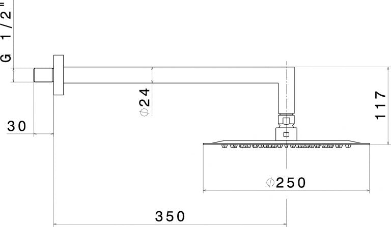 Parisi Linfa 11 Wall Arm With Round Head Shower Rose 250mm 67060Q.02.093 – Matt Black specifications
