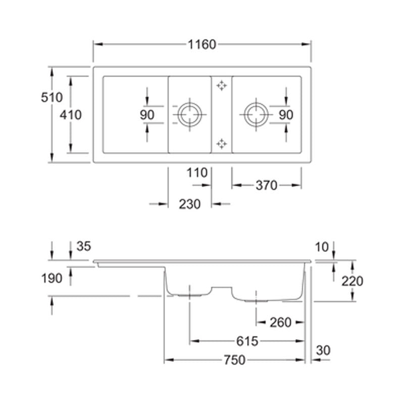 Villeroy & Boch Subway 80 Inset Sink specifications