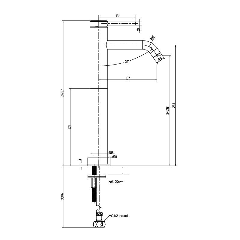 Gareth Ashton Poco Hi Basin Mixer - Gun Metal
