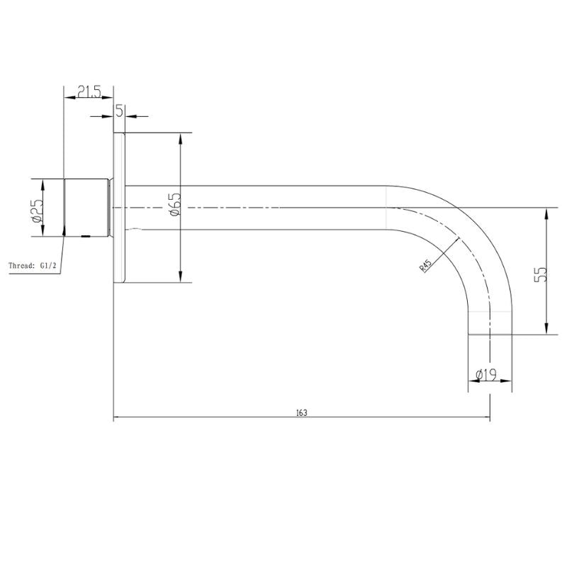 Gareth Ashton Poco Basin Spout 165mm - Chrome  Spec