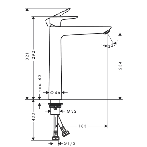 Hansgrohe Talis E Single Lever Basin Mixer 240 - Brushed Nickel - 71717823