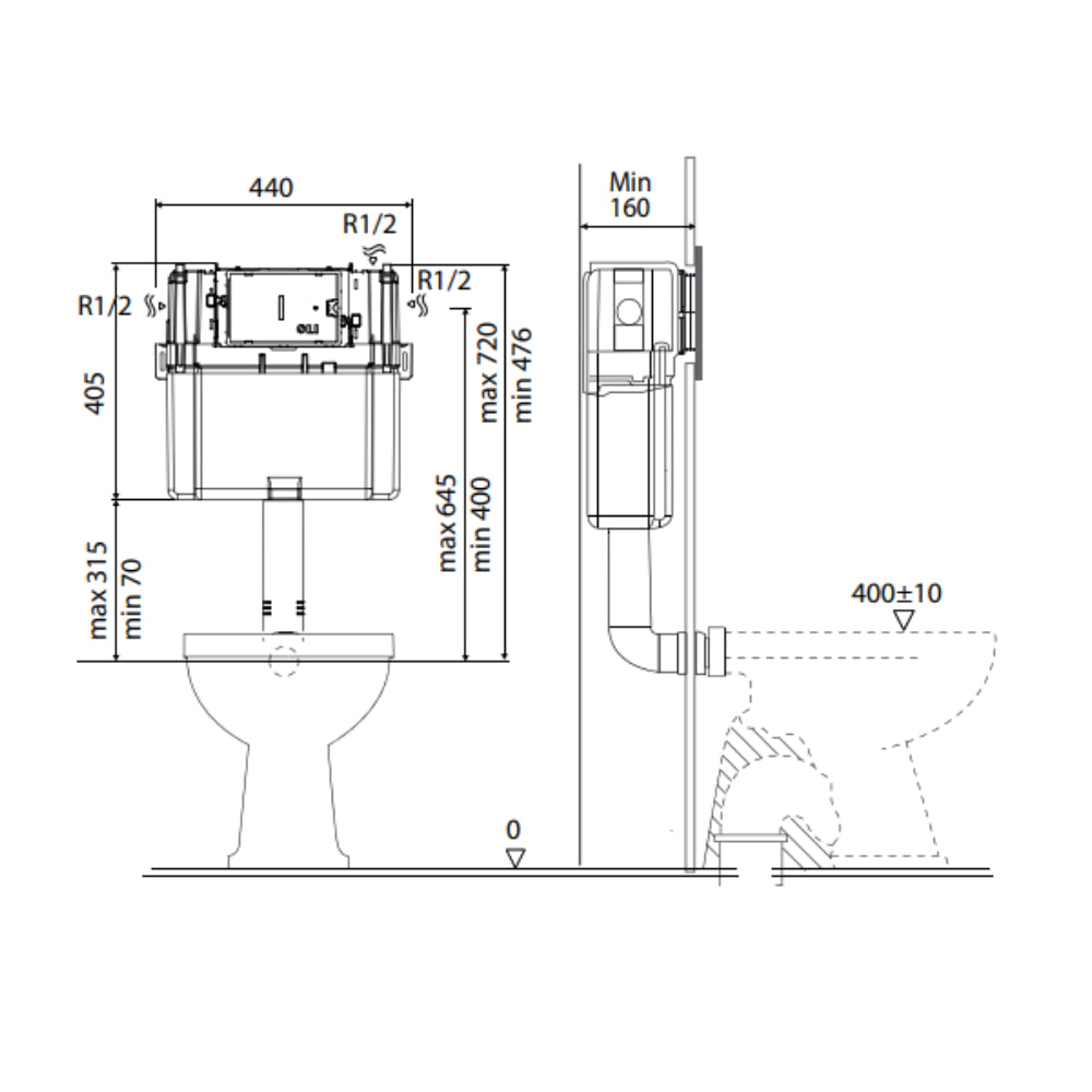 Studio Bagno - Oli Expert Evo (Pneumatic) Low Level / Under Bench Cistern -  Specification