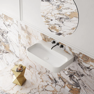 Cassa Design V-Groove 750mm Wall Hung Basin - Gloss White - VG7546