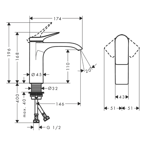 Hansgrohe Vivenis 110 Single Lever Basin Mixer - Chrome - 75022003