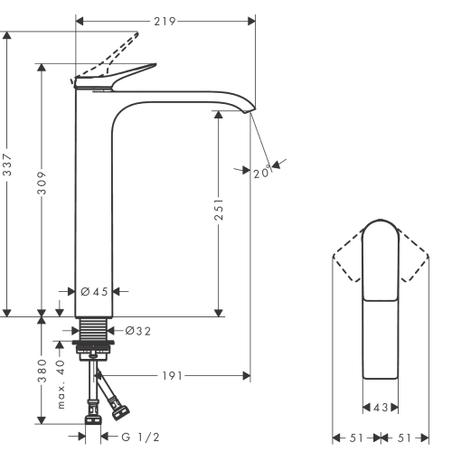 Hansgrohe Vivenis Single Lever Basin Mixer 250 - Matte White - 75042703