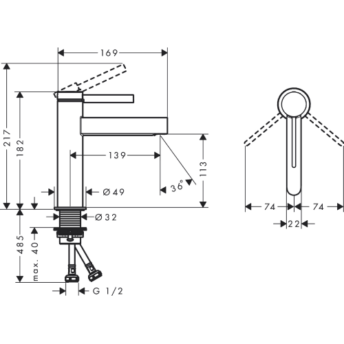 Hansgrohe Finoris 110 Single Lever Basin Mixer - Matte White - 76020703