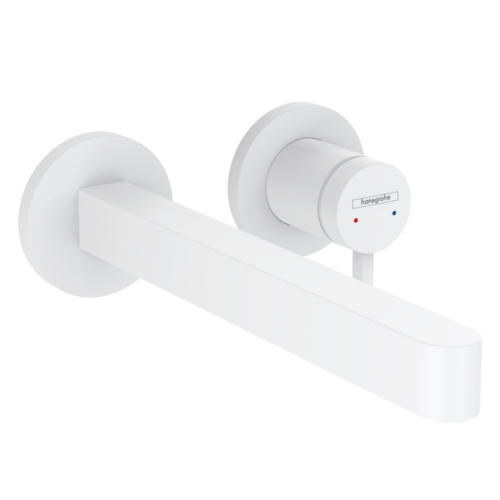 Hansgrohe Finoris Single Lever Wall Mixer 228mm with In-Wall - Matte White - 76050700 + 13622180