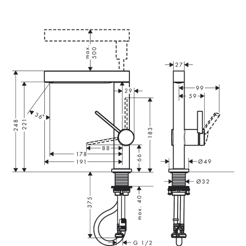 Hansgrohe Finoris Single Lever 230 Pull Out 2 Jet Spray Basin Mixer - Matte White - 76063703