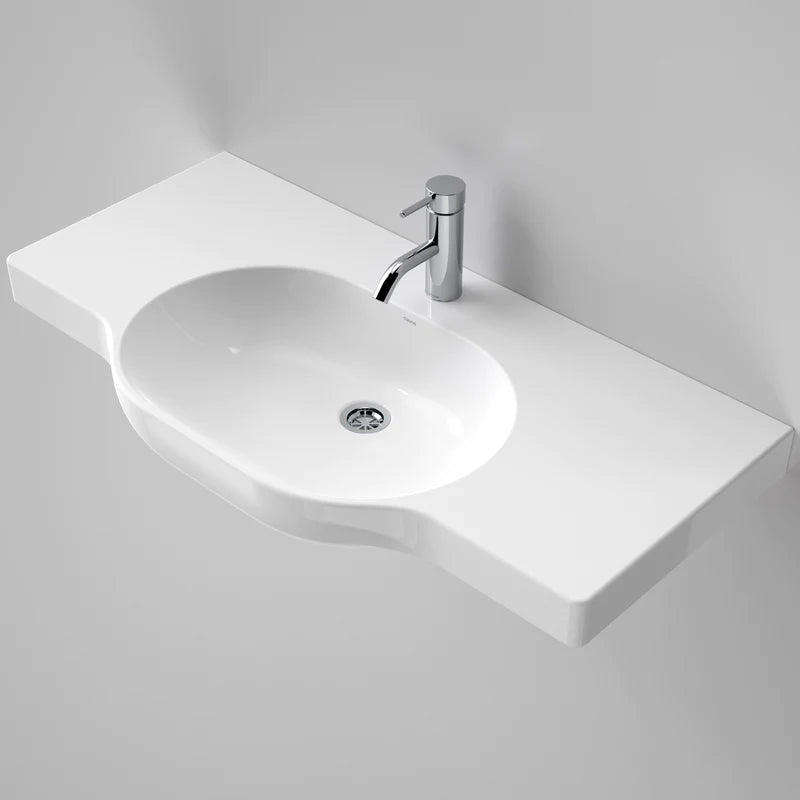 Caroma Opal 900 Twin Wall Basin - 1 Tap Hole - Gloss White
