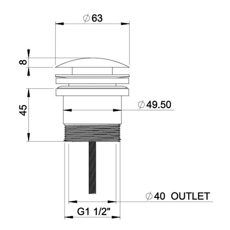 Phoenix 40mm Pop-up Universal Waste - Chrome
