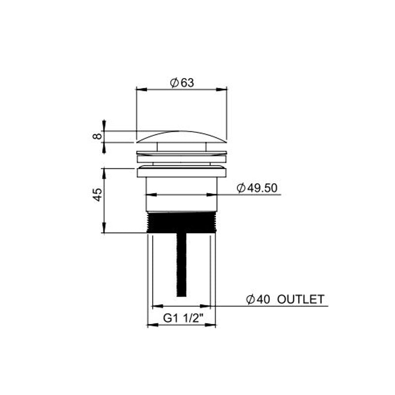 PHOENIX 40MM POP-UP UNIVERSAL WASTE Specification