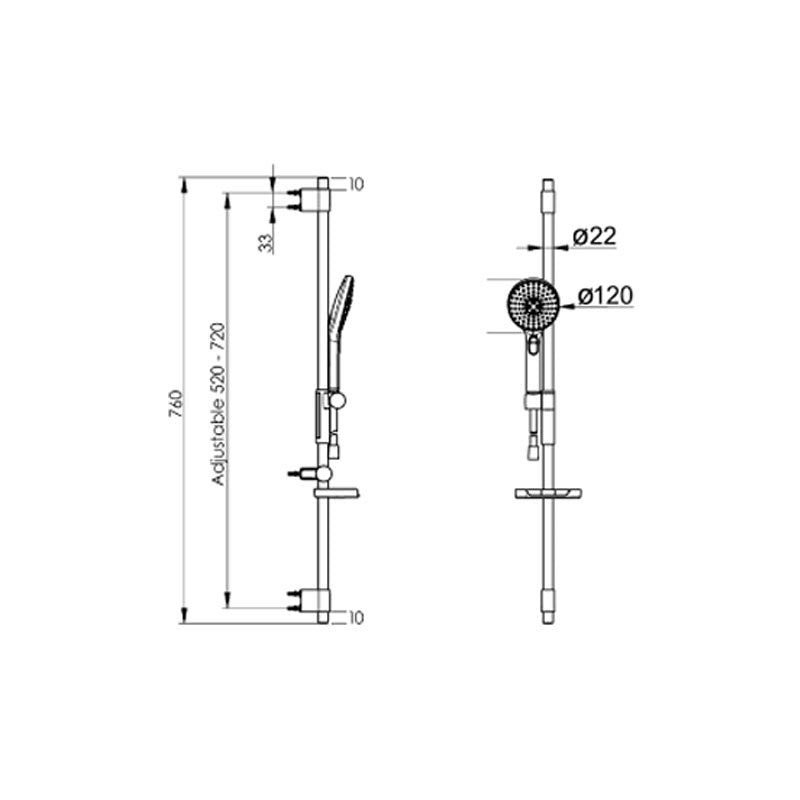 Hansa ActiveJet Trio 120/720 Shower Rail Set specifications