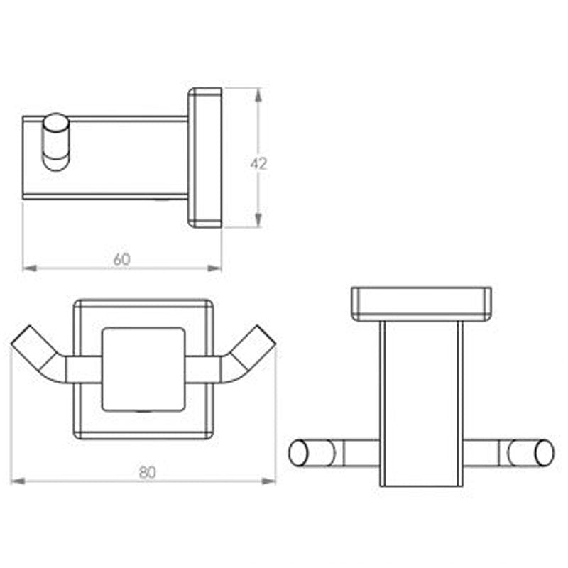 Bathroom Butler 8500 Series Wall Hung Double Robe Hook